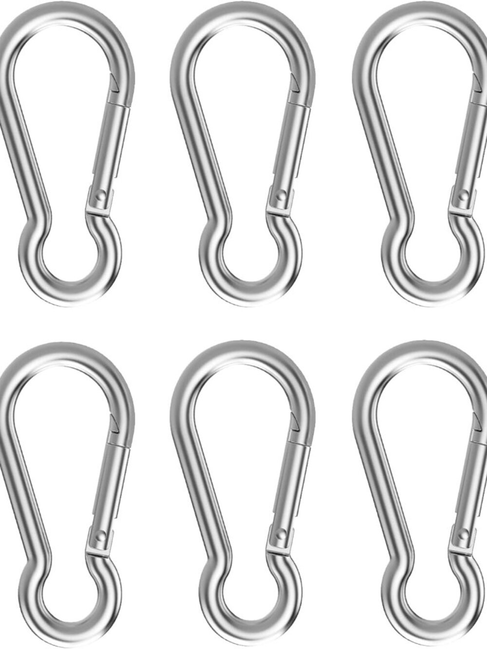 6 Pcs Carabiner Clip Spring Snap Hook - 304 Stainless Steel Quick Link Clips, He